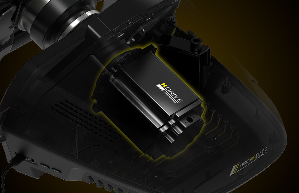 Feel every moment of a race with a custom direct-drive force feedback motor tuned for high-fidelity kinetic response.